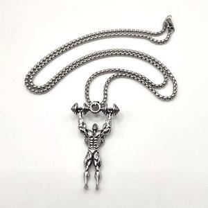 Stainless Steel Bodybuilder Necklace & Pendant Workout Fitness Birthday Gift NEW